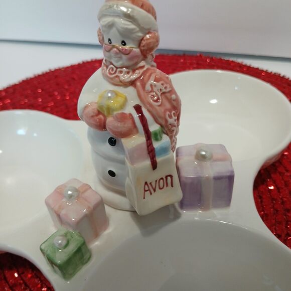 2003 Avon snow lady Christmas dish RARE - Picture 3 of 6